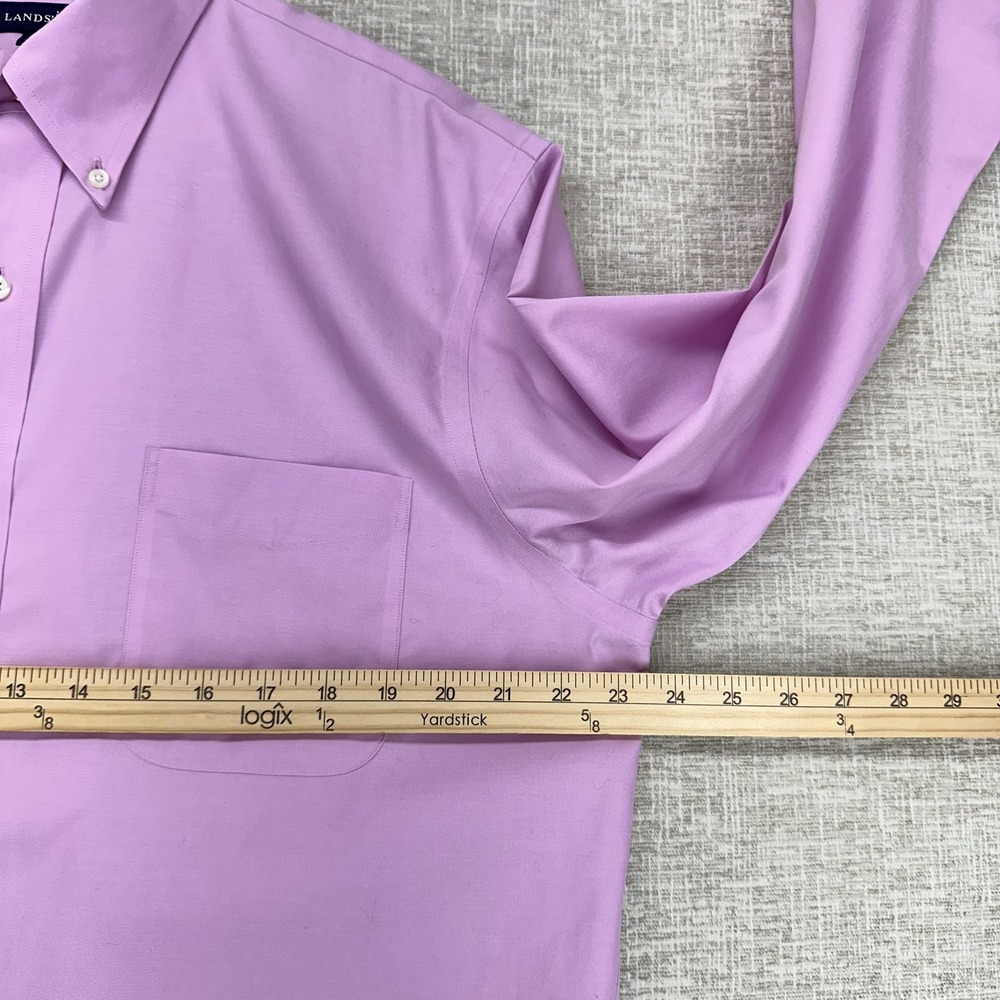 Lands' End Shirt Mens Large Pink Pinpoint Oxford Long Sleeve Button Down Dress - Picture 11 of 13